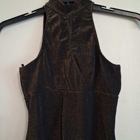 Hot Kiss Tops - Hot Kiss Black and Gold Sparkle Dress